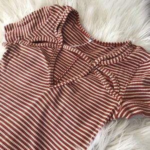 Free people burnt orange and white cut-out top
